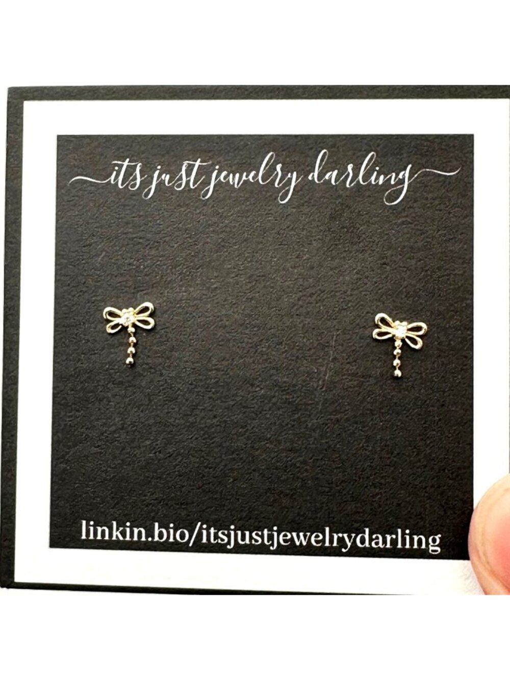 14K Earrings Yellow Gold CZ Dragonfly Pierced Gift Idea for Her Estate